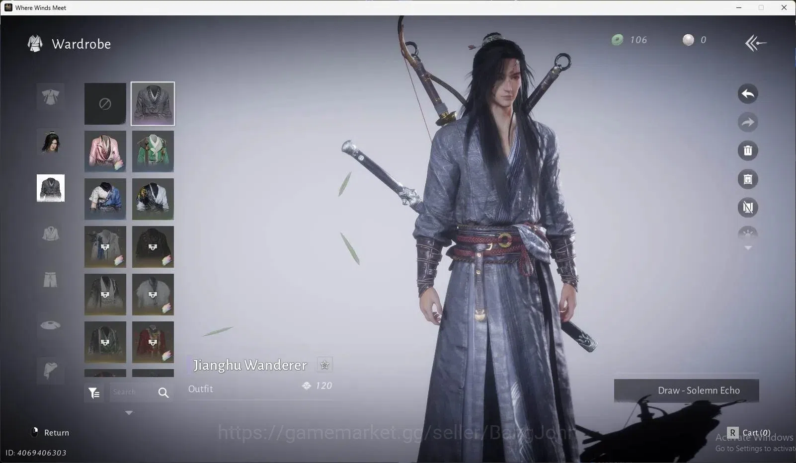 Where Winds Meet Accounts ASIA | 1 Harmonic Core | MC Male | Starter LVL 5 | Jianghu Wanderer Outfit | Power 3671 | 408K 6