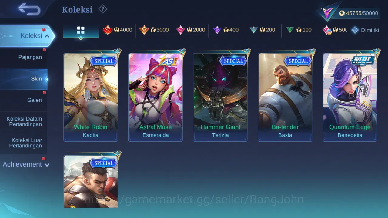 Mobile Legends: Bang Bang Accounts Others Hero 132 Skin 218 | KOF Karina | Sanrio Floryn | Lightborn Granger | Pace Cici 11