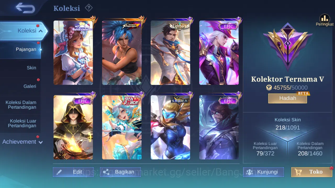 Mobile Legends: Bang Bang Accounts Others Hero 132 Skin 218 | KOF Karina | Sanrio Floryn | Lightborn Granger | Pace Cici 12