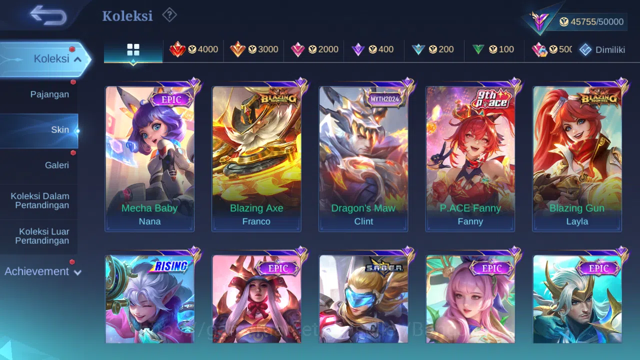 Mobile Legends: Bang Bang Accounts Others Hero 132 Skin 218 | KOF Karina | Sanrio Floryn | Lightborn Granger | Pace Cici 3