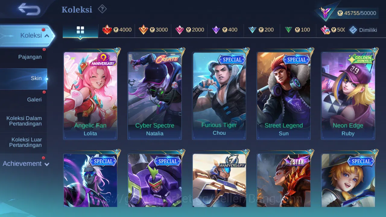Mobile Legends: Bang Bang Accounts Others Hero 132 Skin 218 | KOF Karina | Sanrio Floryn | Lightborn Granger | Pace Cici 9