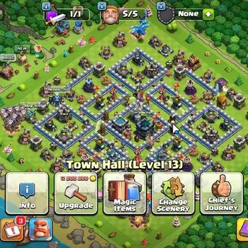Clash of Clans Accounts High-End LV 137|TH 13|HH 7|BK 66,AQ 66,GW 41,MP 42,RC 19,BM 8|894 Gem+472 League Medals|Limited