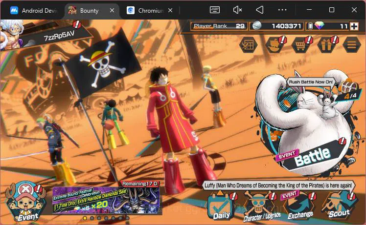 One Piece Bounty Rush Others GLOBAL|EX 8|PR 29| 2 Monkey D.Luffy,Flame Sabo,BP  image 1