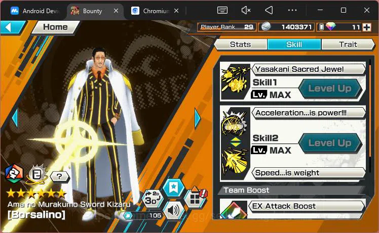 One Piece Bounty Rush Accounts Others GLOBAL|EX 8|PR 29| 2 Monkey D.Luffy,Flame Sabo,BP Kuzan,Rob Lucci,T5E 10