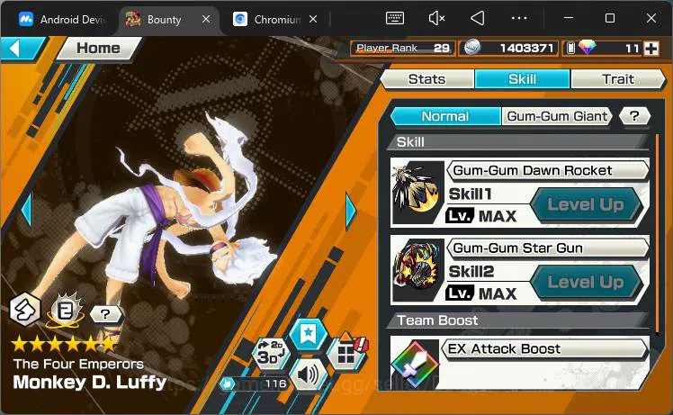 One Piece Bounty Rush Accounts Others GLOBAL|EX 8|PR 29| 2 Monkey D.Luffy,Flame Sabo,BP Kuzan,Rob Lucci,T5E 7