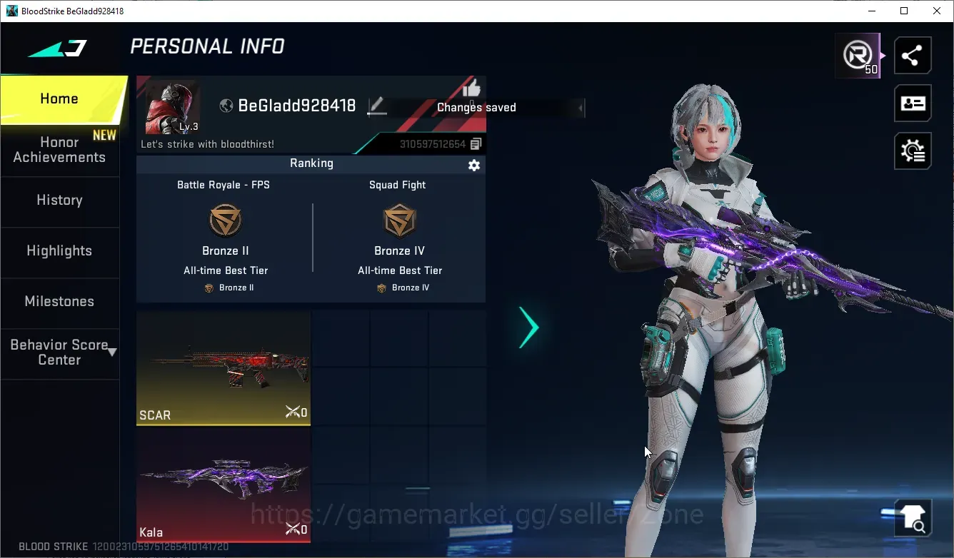 Blood Strike Accounts Others ASIA|LV3|1 ETERNAL Gun|1 ULTRA Striker|BR Bronze II, SF Bronze IV|LogNetEase(BS1368Z) 1