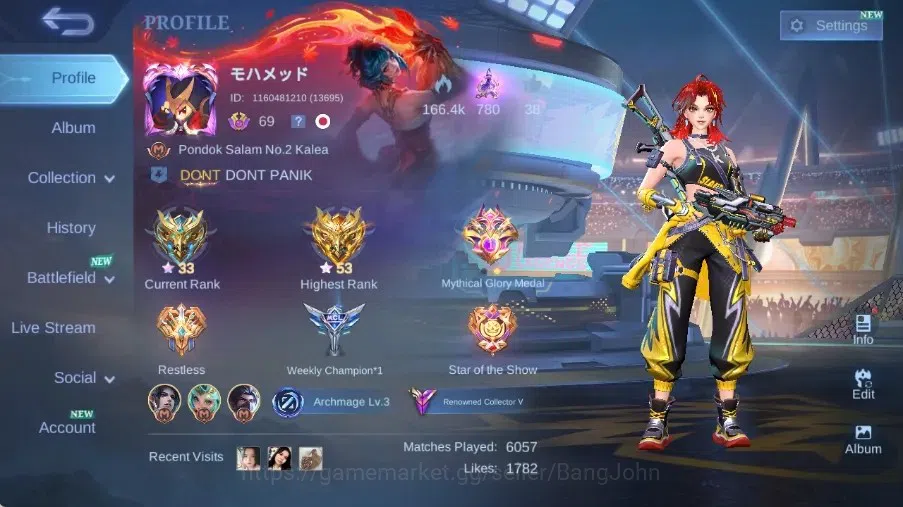 Mobile Legends: Bang Bang Accounts Collector Global|Skin 220|Renowned V|Collector Natalia,Blazing Franco+Claude,DragonT 1