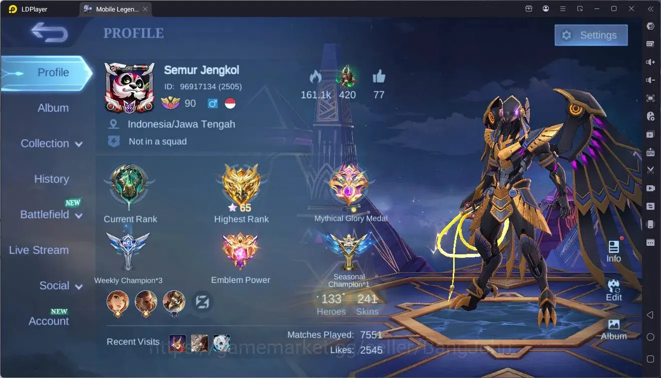 Mobile Legends: Bang Bang Accounts Global |Hero 133|Skin 241|Renowned|Luckybox Kaja|C image 1