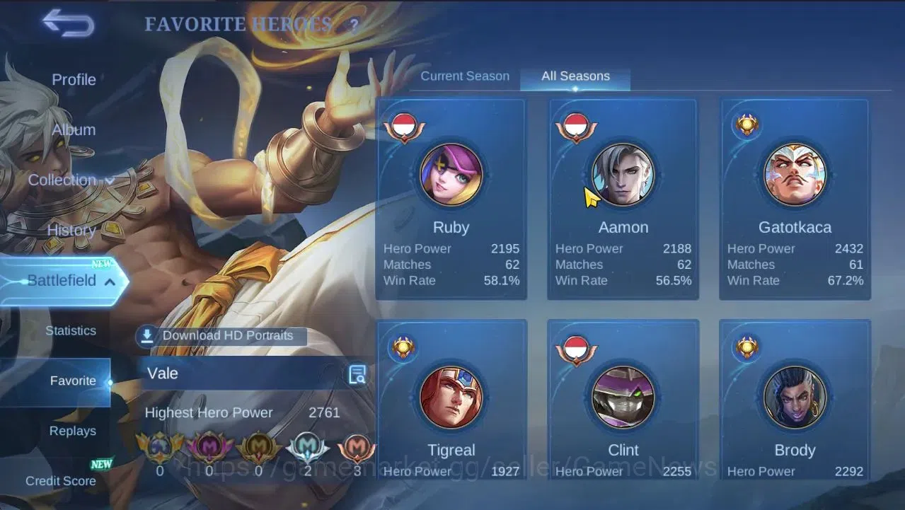 Mobile Legends: Bang Bang Accounts Hero 132|Skin226|High Glory 74|CC Natalia,SS Badan image 6