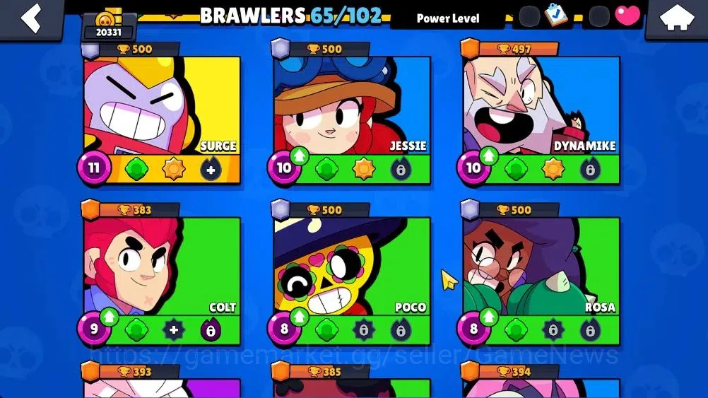 Brawl Stars Accounts Lvl 123 20331 Trophy|65 Brawlers 7 Max Lvl|3 Epic Skins 2 True Silver 1 True Gold, Etc|6K Coin 5K PP|Cn 8