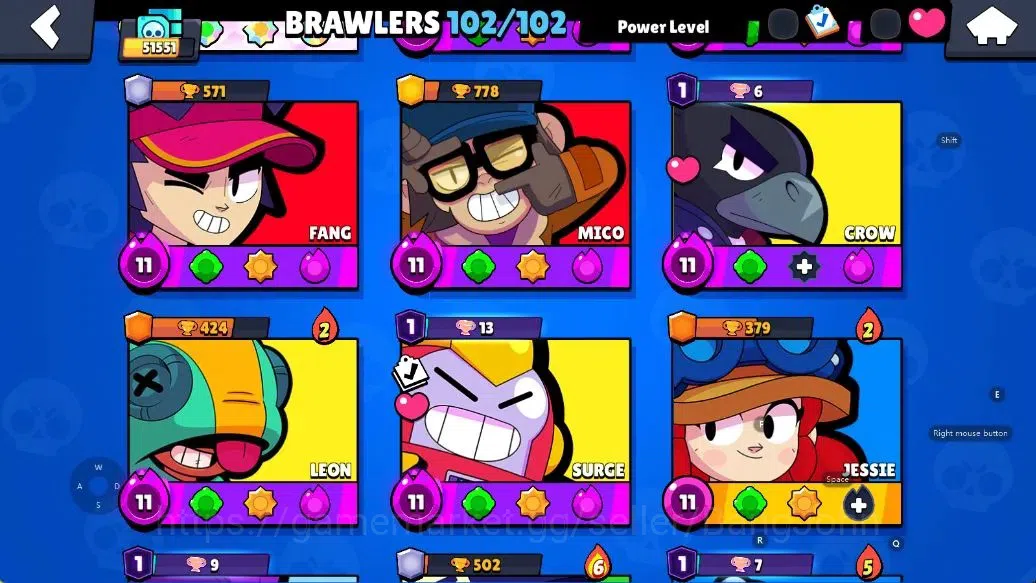 Brawl Stars Accounts Android | 51551 Thropy | 102 Brawler-18 Max Lvl - 17 Hypercharge | 2147 Bling+ 68 Gems | TakeEmail 8