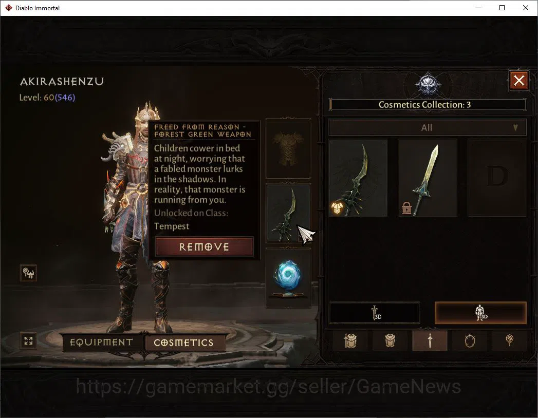 Diablo Immortal Accounts Mid-Tier OCEANIA- Azmodan| Lv60(546)| Tempest |33K CR | Reso 570| Cosmetic | Inferno I |Paragon 10