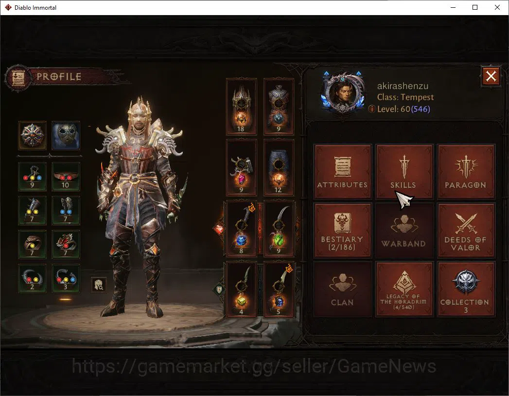 Diablo Immortal Accounts Mid-Tier OCEANIA- Azmodan| Lv60(546)| Tempest |33K CR | Reso 570| Cosmetic | Inferno I |Paragon 3