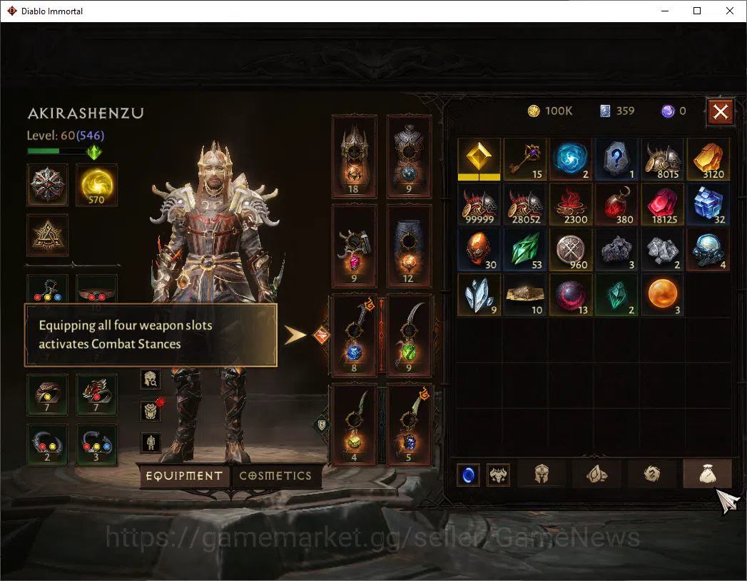Diablo Immortal Accounts Mid-Tier OCEANIA- Azmodan| Lv60(546)| Tempest |33K CR | Reso 570| Cosmetic | Inferno I |Paragon 8