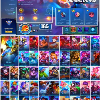Mobile Legends: Bang Bang Accounts #4423 185 Skins | Gord Conqueror (LEGEND) | Karina Leona (KOF) | Vale Gaara (NARUTO