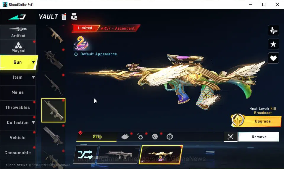 Blood Strike Accounts Mid-Tier ASIA|Collab 7DS[Elizabeth,AK47]+Byakuya|Melee ULTRA One-Handed Axe|8 4