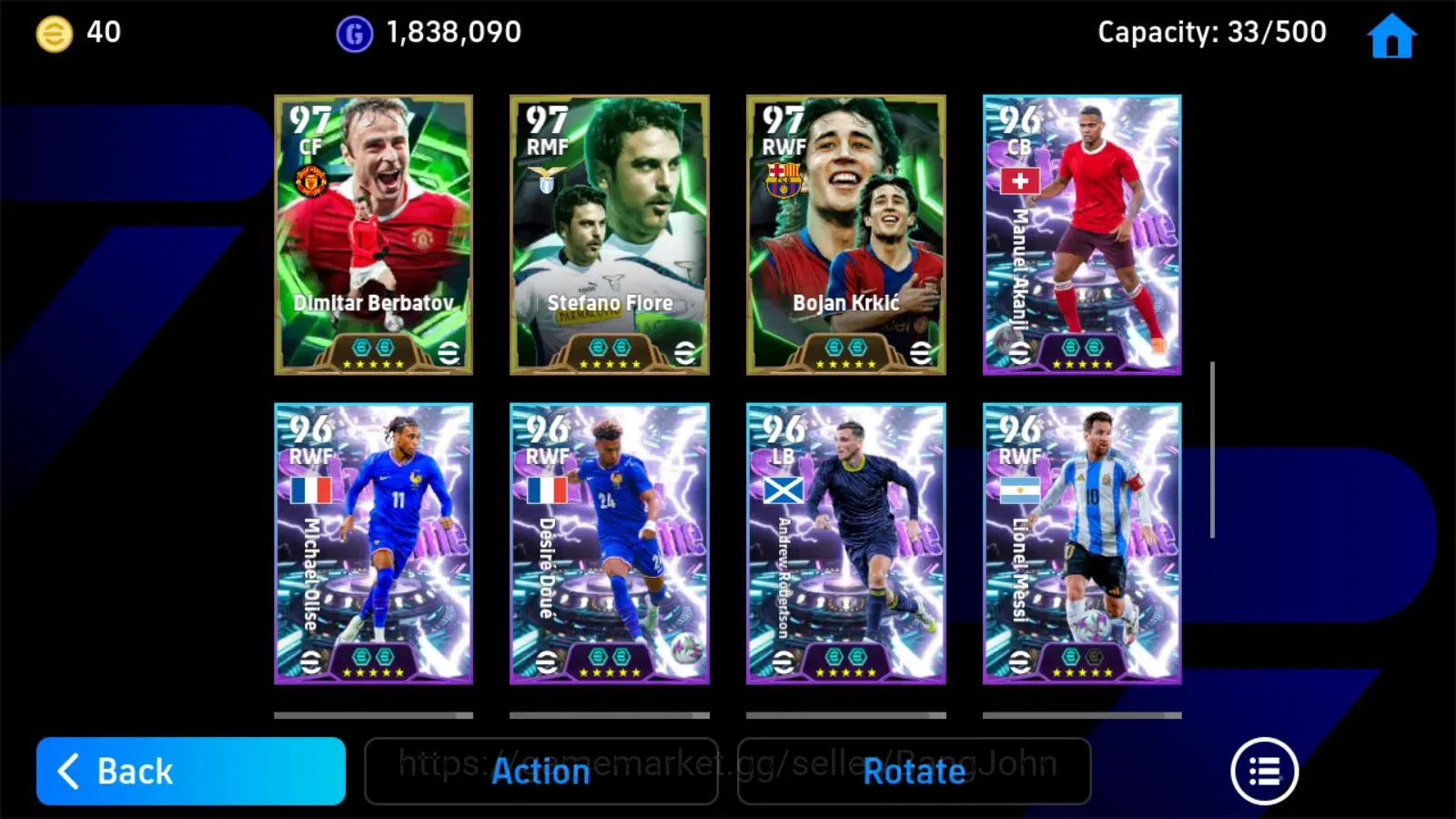 eFootball Accounts Mobile|PW 3196|Epic Chiellini,Robson,Pato,Cafu,Zan image 3