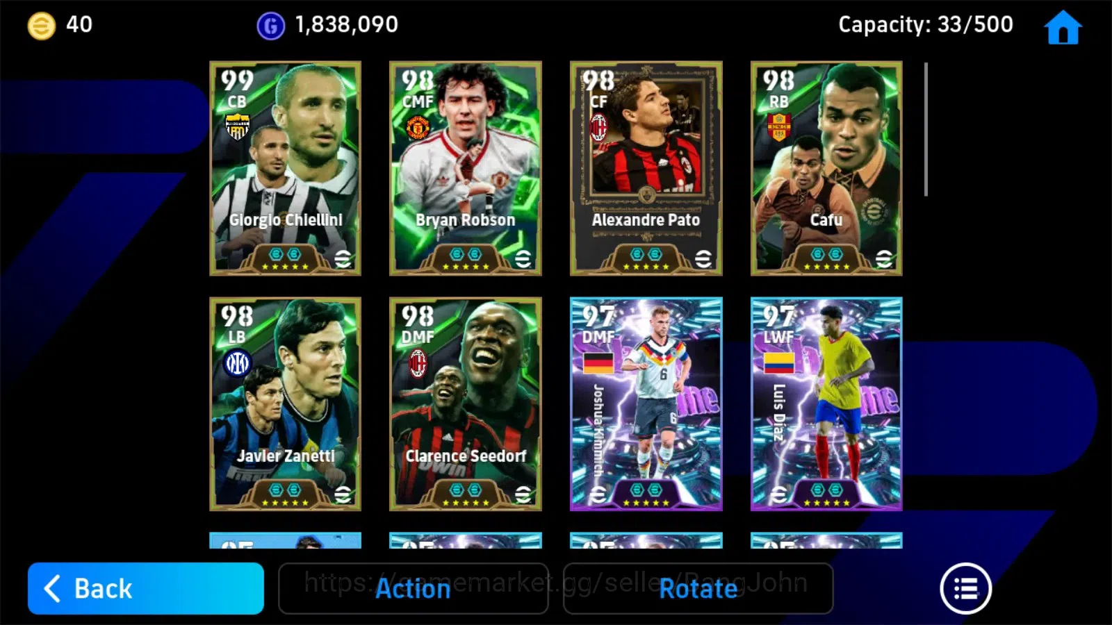 eFootball Accounts Mobile|PW 3196|Epic Chiellini,Robson,Pato,Cafu,Zan image 5