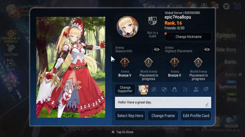 Epic Seven Accounts GLOBAL Unverif|New Era|2 ML(Rhiana&Luciel,Conquero image 2