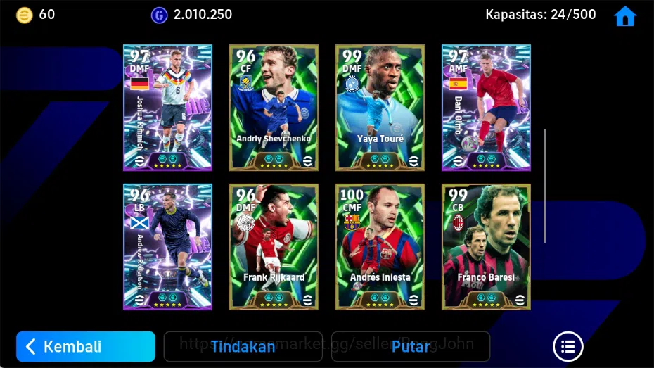 eFootball Others Mobile|PW 3188|Andres Iniesta Epic,Yaya Toure Epic,Franco Baresi Epic,Paul Scholes Epic,Dani Olmo 1