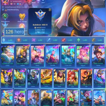 Mobile Legends: Bang Bang Accounts Others HERO 126 SKIN 179 | EMBLEM ALL MAX| COLECTOR NATALIA| COVENANT LESLEY| EPIC YSS