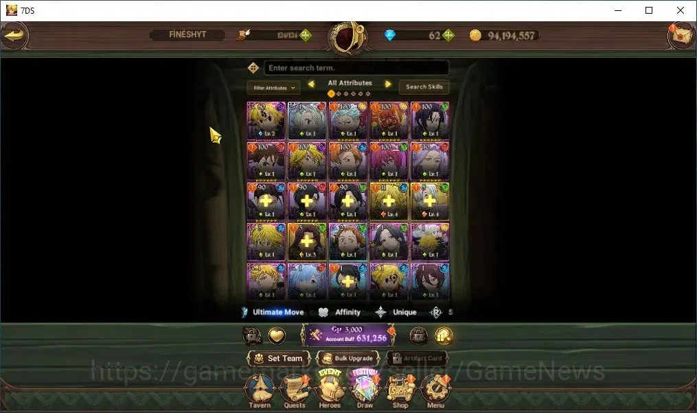 The Seven Deadly Sins: Grand Cross Accounts Asia|631K CC|1LR + 5UR+Collab Rezero|Elizabeth,Nem image 5