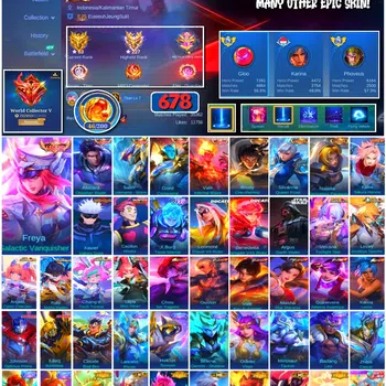 Mobile Legends: Bang Bang Accounts 🔥 #4037 🔥 678 Skins 💎 WORLD COLLECTOR V 👑 3 Collector Skins Brody Ore-chemist