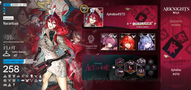 Arknights Accounts Mid-Tier Lv 90|258 OP+47 Skin|42k Oru+Collab AVE+Dunmeshi|13 Limited|Sakiko,Marcille,Kirin 2