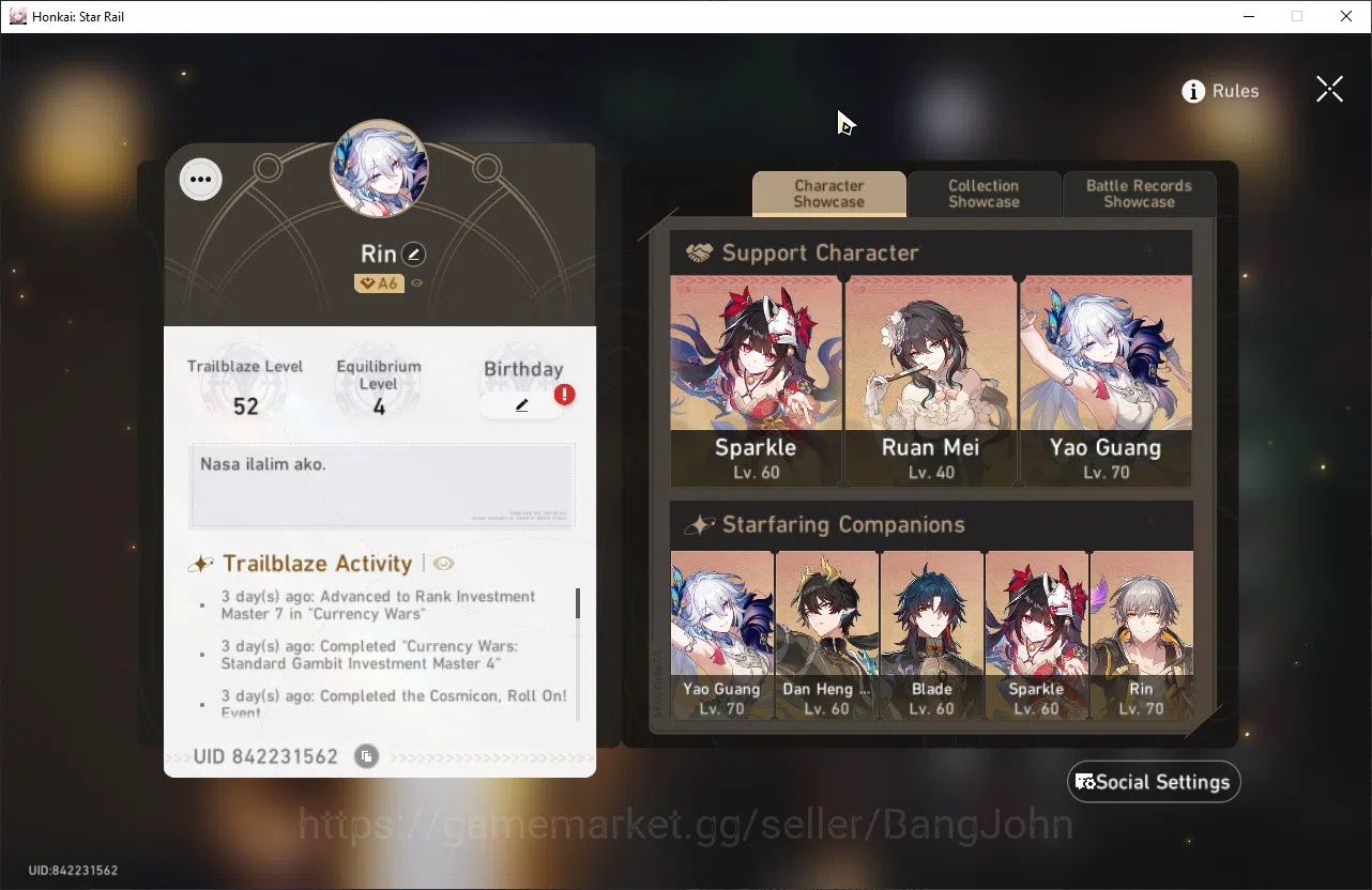Honkai Star Rail Accounts ASIA | TL 52 | 4 Limit | Yao Guang | Sparkle | Dan image 15