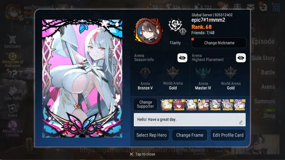 Epic Seven Accounts Global Unverif| 13 ML (Shepherd ot DarkDiene, Mona image 10