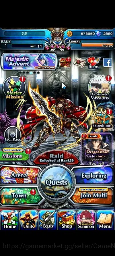 Grand Summoners Accounts Global|Rank 1|2880 cc Ready Gacha|3 Ascend| Summer image 1