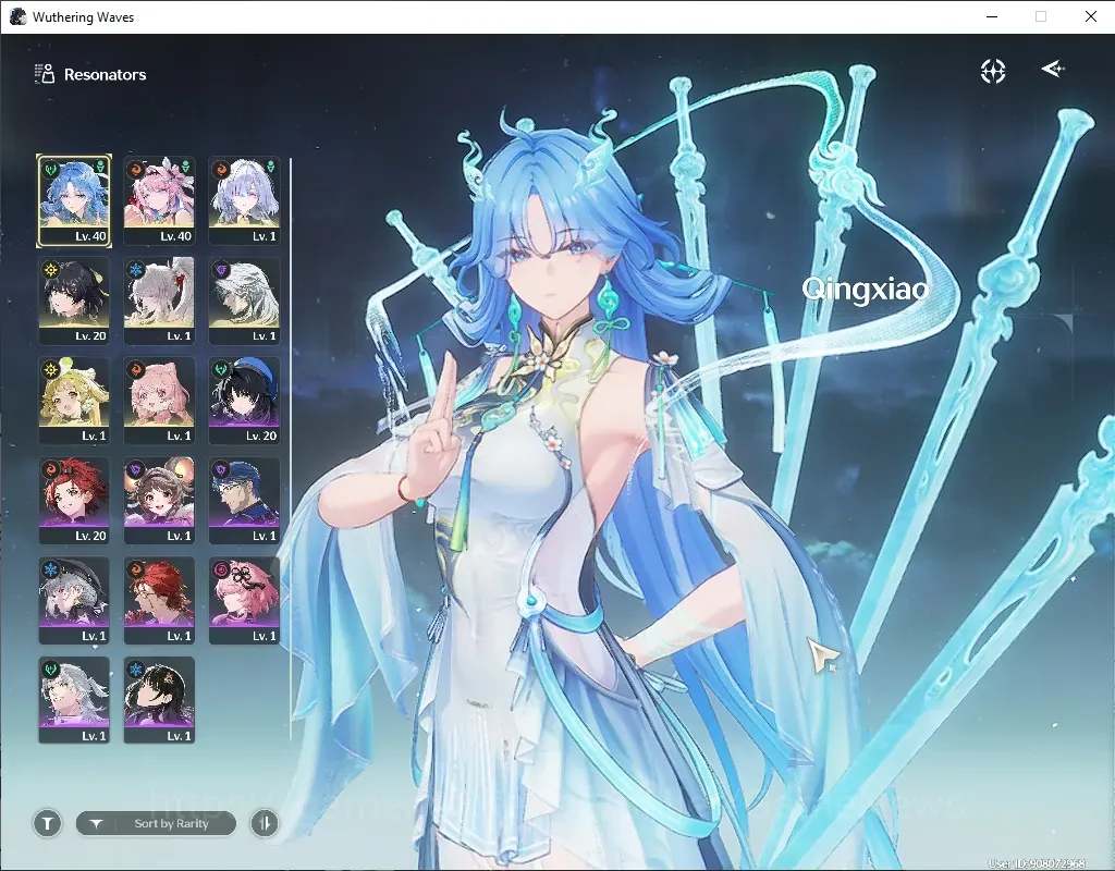 Wuthering Waves Accounts Starter SEA|UL 48|Qingxiao Prem Team|4 Limited (Qingxiao R1,Hiyuki)+Sign Denia,Mornye|131 Lust 1