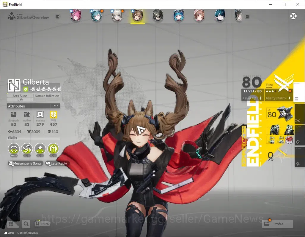 Arknights: Endfield Accounts ASIA|Lv 53|5 SSR (3 Limited) + 8 (*6 Weapon)|Yvonne+Signature,Camille,Gilberta|4k Ars|88 5