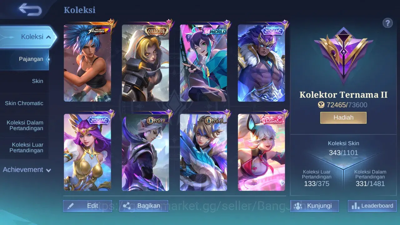 Mobile Legends: Bang Bang Accounts GLOBAL Hero 132 Skin 343 | Zodiac Odette Badang |  image 11