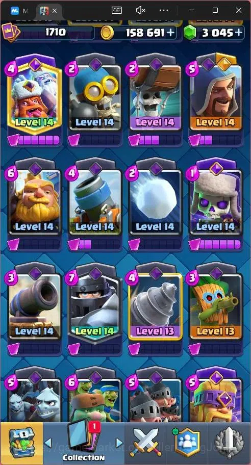 Clash Royale Accounts Global |CL 1710|KTL 16|Trophy 13786|121 Cards|14 M image 11