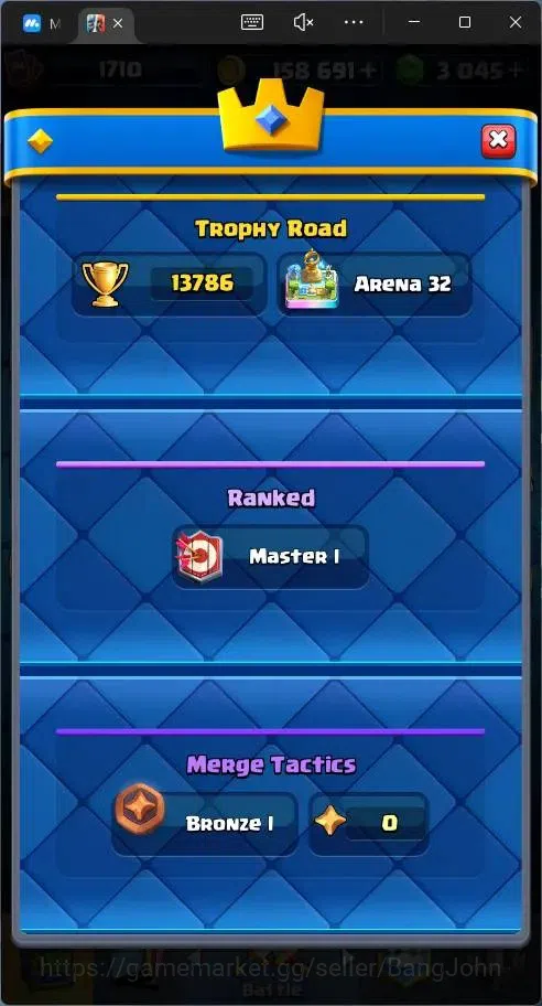 Clash Royale Accounts Global |CL 1710|KTL 16|Trophy 13786|121 Cards|14 M image 4