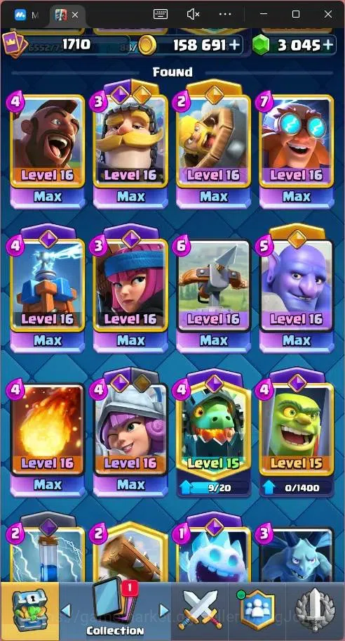 Clash Royale Accounts Global |CL 1710|KTL 16|Trophy 13786|121 Cards|14 M image 8