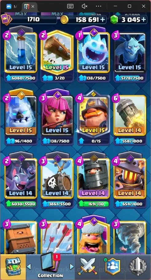 Clash Royale Accounts Global |CL 1710|KTL 16|Trophy 13786|121 Cards|14 M image 9
