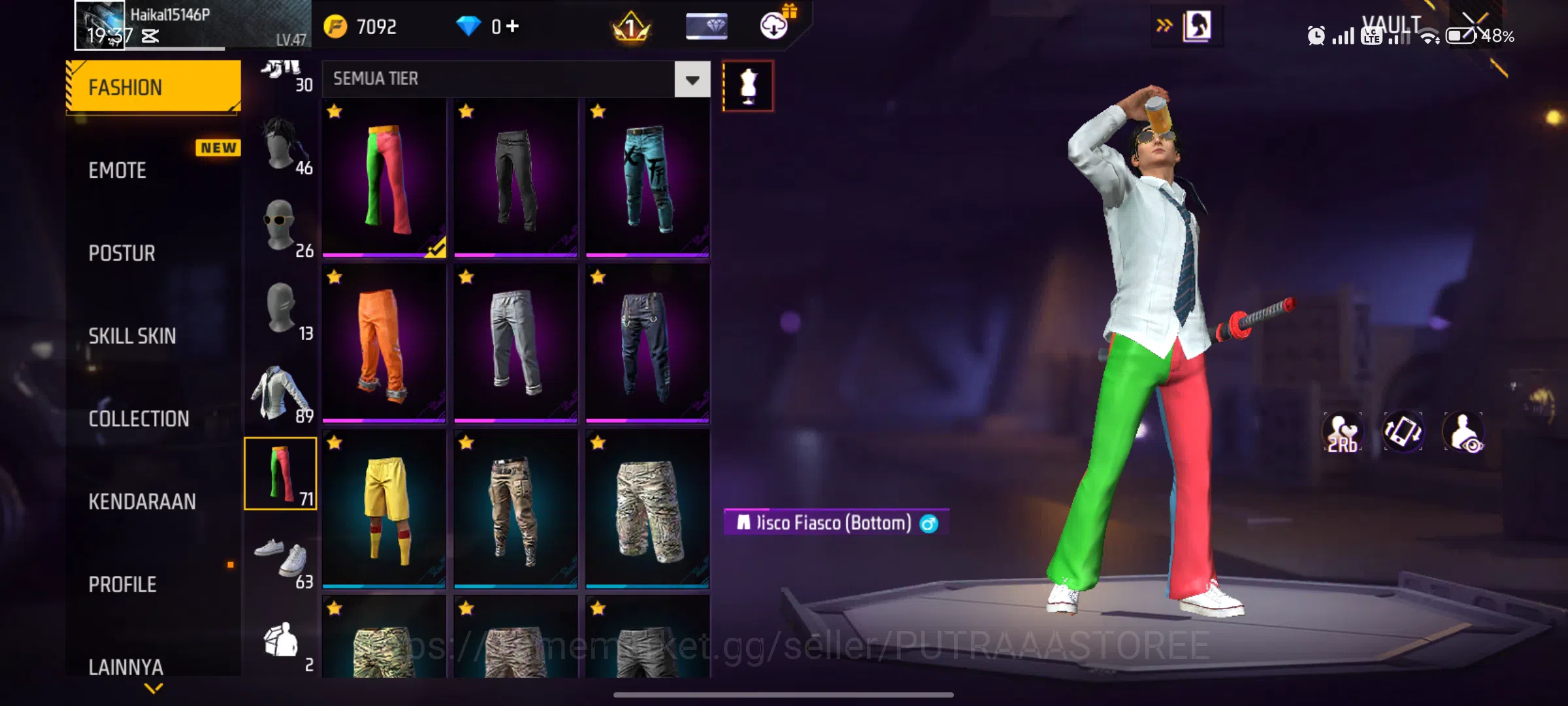 Free Fire Accounts FOR INDONESI - AKUN SUPER GHOIB (LANGKA) - KEMEJA LANGKA - EMOT RAJA 9