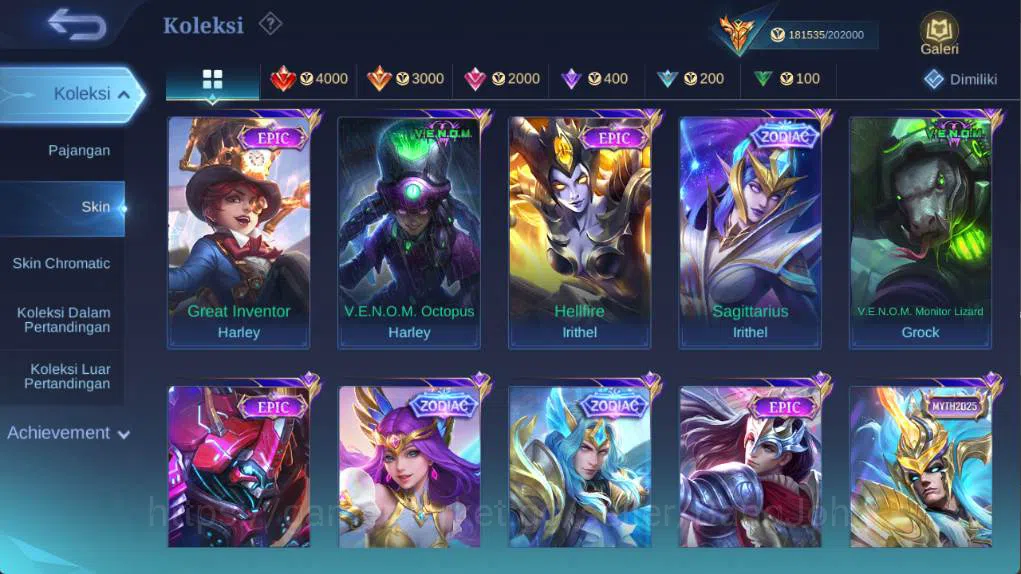 Mobile Legends: Bang Bang Accounts hero 132 skin 500+ legen (lunox, freya), wyrmlord  image 11