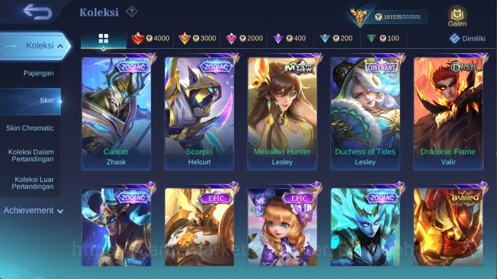 Mobile Legends: Bang Bang Accounts hero 132 skin 500+ legen (lunox, freya), wyrmlord  image 12