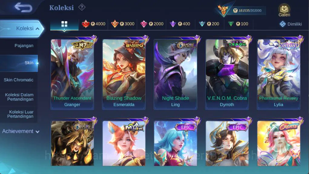 Mobile Legends: Bang Bang Accounts hero 132 skin 500+ legen (lunox, freya), wyrmlord  image 14