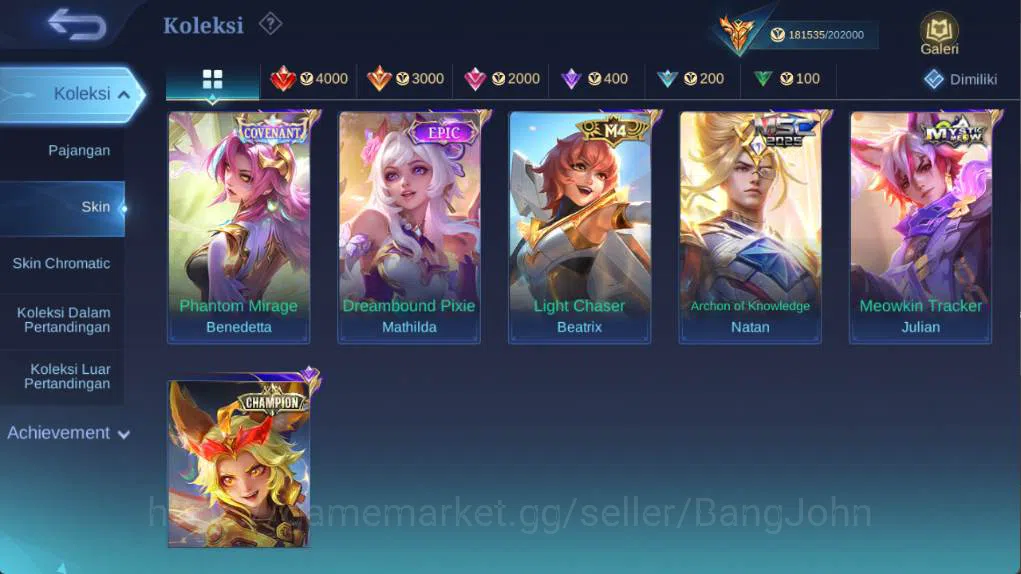 Mobile Legends: Bang Bang Accounts hero 132 skin 500+ legen (lunox, freya), wyrmlord  image 15
