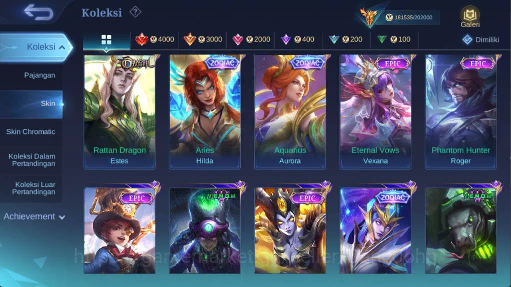 Mobile Legends: Bang Bang Accounts hero 132 skin 500+ legen (lunox, freya), wyrmlord  image 9
