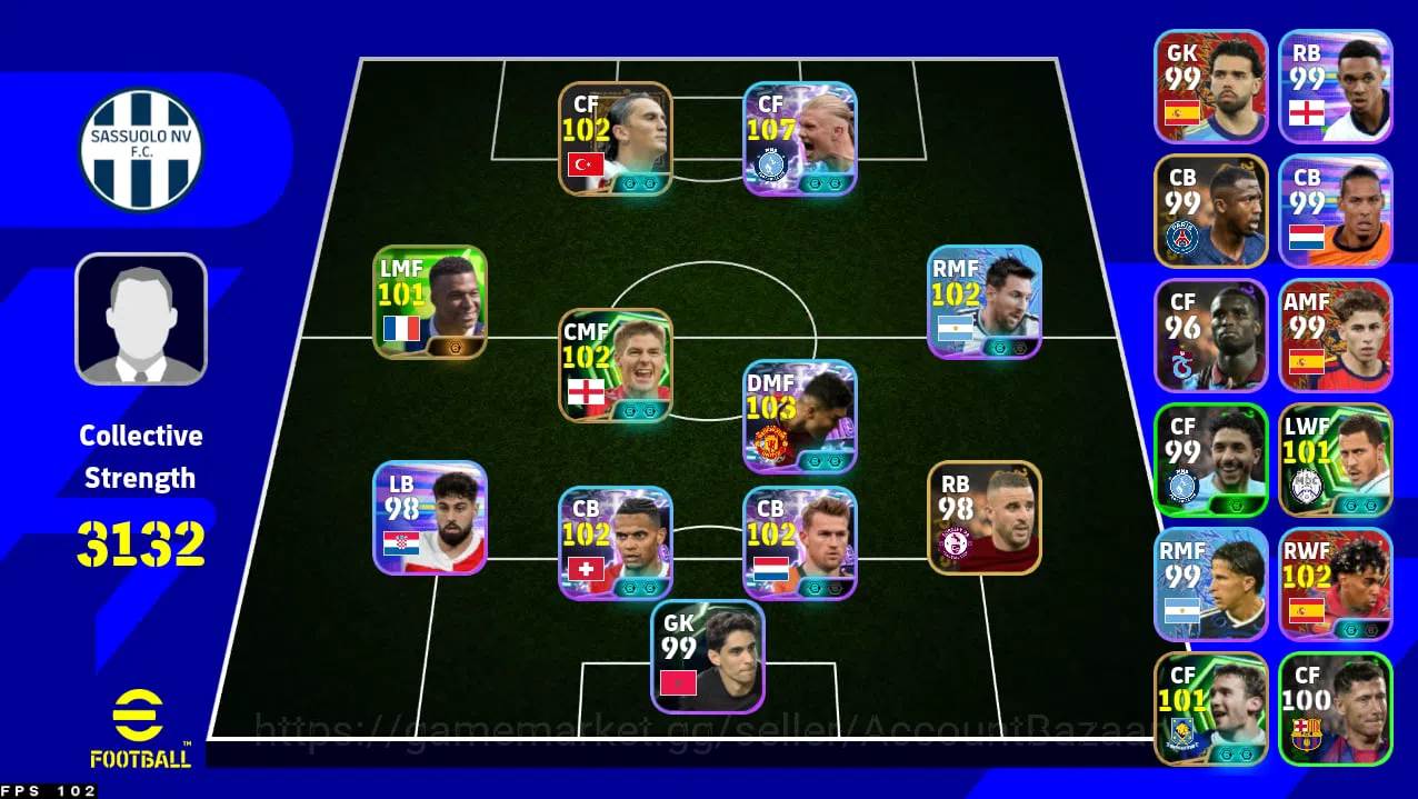 eFootball Accounts Mid-Tier eFootball 2026 Dream Team Account | 3134 Collective Strength | 107 Haaland (Bullet Header) | 103 1