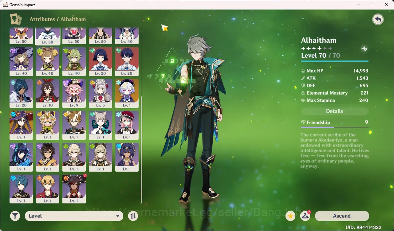 Genshin Impact Accounts ASIA | AR 45 | 6 Limit | Flins, Kazuha, Alhaitam,  image 3