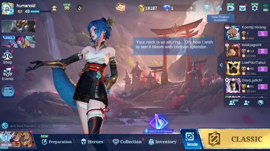 Mobile Legends: Bang Bang Accounts Collector Global|Skin 255|Renowned|KOF Karina+Guinevere|Prime Claude+Granger,Luckybox 1