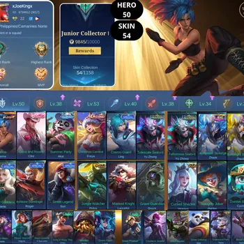 Mobile Legends: Bang Bang Accounts Smurf BEST OFFER | HERO 50 | SKIN 54 | KARINA KOF | CLINT VALENTINE | AKAI SUMMER PARTY