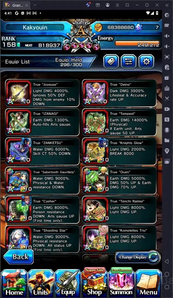 Grand Summoners Accounts Global | Rank 158 |Ultimate Paladin Roy Lv120 TW, image 17