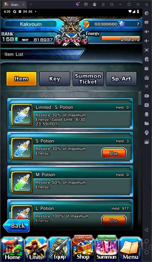 Grand Summoners Accounts Global | Rank 158 |Ultimate Paladin Roy Lv120 TW, image 2